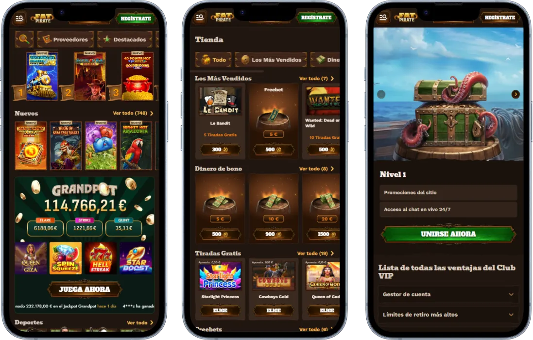 FatPirate Casino en el móvil