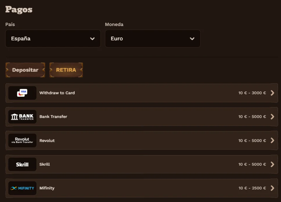FatPirate Casino Métodos de Pago